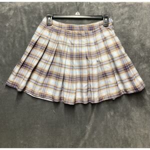 Y2K Academia Plaid Pleated Mini Skirt Womens Medium Schoolgirl Preppy Fall